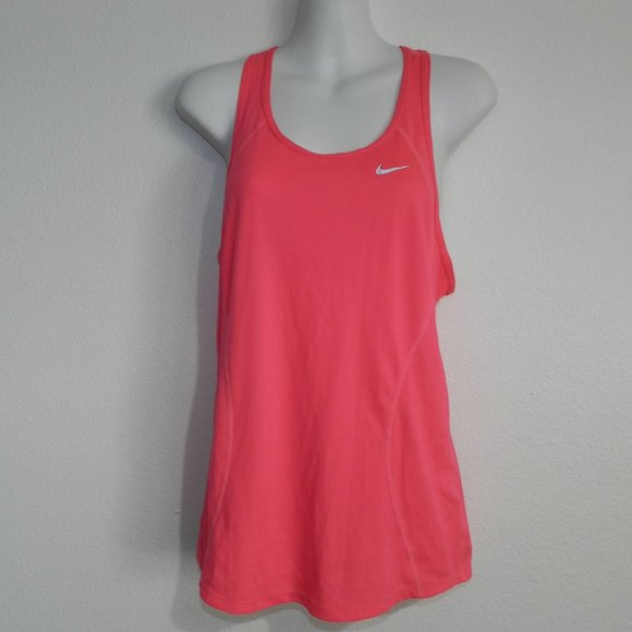 Nike dri-fit mesh racer back tank top in hot pink with reflective accents - Picture 1 of 7